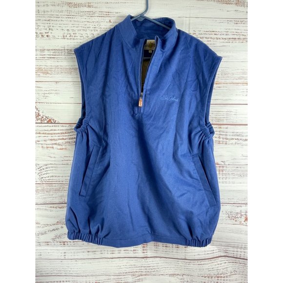 Peter Millar 1/4 Zip Blue Wool Silk Sleeveless Pullover Vest Jacket‎ XL - Picture 1 of 10